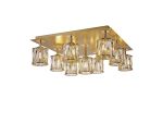 Fonte Square 9 Light G9 Flush Light French Gold / Clear Crystal Shade