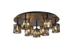 Fonte Round 9 Light G9 Flush Light Satin Black / Smoke Crystal Shade