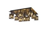 Fonte Square 9 Light G9 Flush Light Satin Black / Smoke Crystal Shade