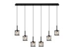 Fonte 6 Light G9 2m Linear Pendant Sand Black / Clear Crystal Shade