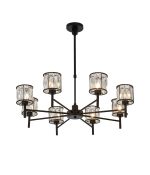 Fonte 76.8cm 8 Light G9 Telescopic/Semi Flush Sand Black / Clear Crystal Shade