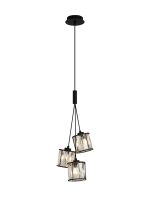 Fonte 12cm 3 Light G9 2m Cluster Pendant Sand Black / Clear Crystal Shade