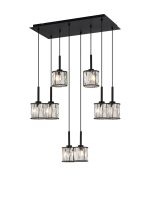 Fonte 8 Light G9 2m Rectangle Multiple Pendant Sand Black / Clear Crystal Shade