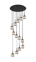 Fonte 56cm 13 Light G9 2.5m Round Multiple Pendant Sand Black / Clear Crystal Shade Item Weight: 15.91kg