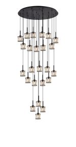 Fonte 87.8cm 24 Light G9 5m Round Multiple Pendant Sand Black / Clear Crystal Shade Item Weight: 32.4kg