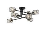 Fonte 85cm 8 Light G9 Crossed Arm Semi Flush Sand Black / Clear Crystal Shade