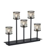 Fonte 5 Light G9 Rectangular Touch Switch Crystal Table Lamp Sand Black & Clear Crystal Shade