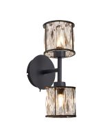 Fonte 2 Light G9 Switched Up / Down Wall Lamp Sand Black / Clear Crystal Shade