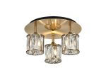 Fonte 35cm Round 3 Light G9 Flush Antique Brass / Clear Crystal Shade