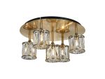 Fonte 46cm Round 5 Light G9 Flush Antique Brass / Clear Crystal Shade