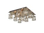 Fonte Square 9 Light G9 Flush Antique Brass / Clear Crystal Shade