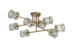 Fonte 85cm 8 Light G9 Crossed Arm Semi Flush Antique Brass / Clear Crystal Shade