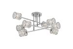 Fonte 85cm 8 Light G9 Crossed Arm Semi Flush Polished Chrome / Clear Crystal Shade