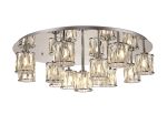 Fonte 80.8cm Round 13 Light G9 Flush Polished Chrome / Clear Crystal Shade Item Weight: 18.26kg