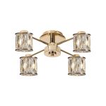 Fonte 46.8cm 4 Light G9 Semi Flush French Gold / Clear Crystal Shade