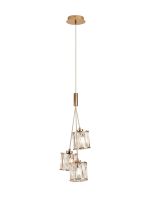 Fonte 12cm 3 Light G9 2m 1 Drop Cluster Pendant French Gold / Clear Crystal Shade