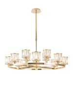 Fonte 90.8cm 8 + 4 Light Round G9 Cartwheel Light French Gold / Clear Crystal Shade
