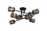 Fonte 85cm 8 Light G9 Crossed Arm Semi Flush Sand Black / Smoked Crystal Shade