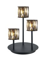 Fonte 3 Light G9 Round Touch Switch Crystal Table Lamp Sand Black & Smoked Crystal Shade