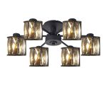 Fonte 51.8cm 6 Light G9 Semi Flush Sand Black / Smoked Crystal Shade