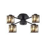 Fonte 46.8cm 4 Light G9 Semi Flush Sand Black / Smoked Crystal Shade