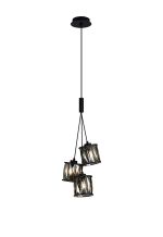 Fonte 12cm 3 Light G9 2m 1 Drop Cluster Pendant Sand Black / Smoked Crystal Shade