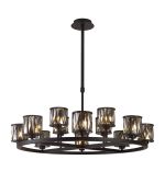 Fonte 90.8cm 8 + 4 Light Round G9 Cartwheel Light Sand Black / Smoked Crystal Shade