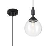 Notte 12cm Pendant, 1 Light G9, IP44, Satin Black/Clear Smooth Round Glass