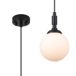 Notte 12cm Pendant, 1 Light G9, IP44, Satin Black/Opal Smooth Round Glass