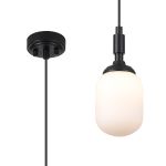 Notte 9cm Pendant, 1 Light G9, IP44, Satin Black/Opal Smooth Tubular Glass
