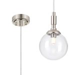 Notte 12cm Pendant, 1 Light G9, IP44, Polished Nickel/Clear Smooth Round Glass