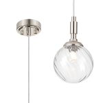 Notte 12cm Pendant, 1 Light G9, IP44, Polished Nickel/Clear Swirl Round Glass