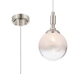 Notte 12cm Pendant, 1 Light G9, IP44, Polished Nickel/White Two-Tone Snow Specks Round Glass