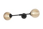 Notte Ceiling/Wall Light Linear, 2 Light G9, IP44, Satin Black/Amber Ribbed Round Glass