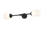 Notte Ceiling/Wall Light Linear, 2 Light G9, IP44, Satin Black/Opal Smooth Tubular Glass