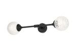 Notte Ceiling/Wall Light Linear, 2 Light G9, IP44, Satin Black/Clear Cross Pattern Round Glass