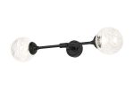 Notte Ceiling/Wall Light Linear, 2 Light G9, IP44, Satin Black/Clear Dune Effect Round Glass