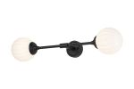 Notte Ceiling/Wall Light Linear, 2 Light G9, IP44, Satin Black/Opal Round Segment Glass