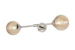 Notte Ceiling/Wall Light Linear, 2 Light G9, IP44, Polished Nickel/Amber Ribbed Round Glass