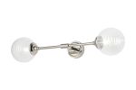 Notte Ceiling/Wall Light Linear, 2 Light G9, IP44, Polished Nickel/Clear Ribbed Round Glass