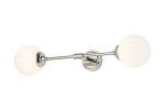 Notte Ceiling/Wall Light Linear, 2 Light G9, IP44, Polished Nickel/Opal Round Segment Glass