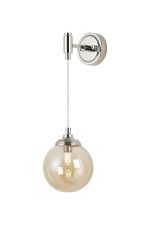 Notte Adjustable Wall Light, 1 Light G9, IP44, Polished Nickel/Amber Smooth Round Glass