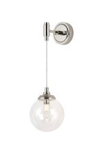 Notte Adjustable Wall Light, 1 Light G9, IP44, Polished Nickel/Clear Smooth Round Glass