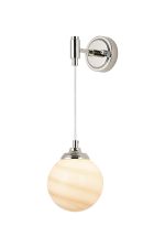 Notte Adjustable Wall Light, 1 Light G9, IP44, Polished Nickel/Brown/White Round Marble Effect Glass