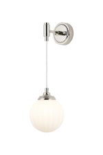 Notte Adjustable Wall Light, 1 Light G9, IP44, Polished Nickel/Opal Round Segment Glass