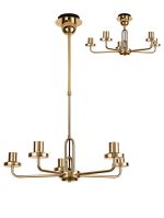Urasawa 64.5cm Telescopic Pendant/Semi Flush Light, (FRAME ONLY), 5 x E27, French Gold