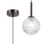 Gana 12cm Adjustable Pendant, 1 Light G9, IP44, Bronze/Clear Cross Pattern Round Glass