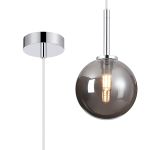 Gana 12cm Adjustable Pendant, 1 Light G9, IP44, Polished Chrome/Smoke Smooth Round Glass