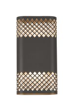 Goccia Wall Lamp With 160 x 305mm Mesh Diamond Pattern Shade, 2 x 6.5W LED, 3000K, 900lm, IP65, Anthracite, 3yrs Warranty