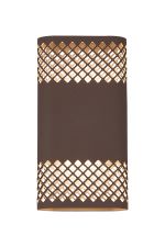Goccia Wall Lamp With 160 x 305mm Mesh Diamond Pattern Shade, 2 x 6.5W LED, 3000K, 900lm, IP65, Cacao, 3yrs Warranty